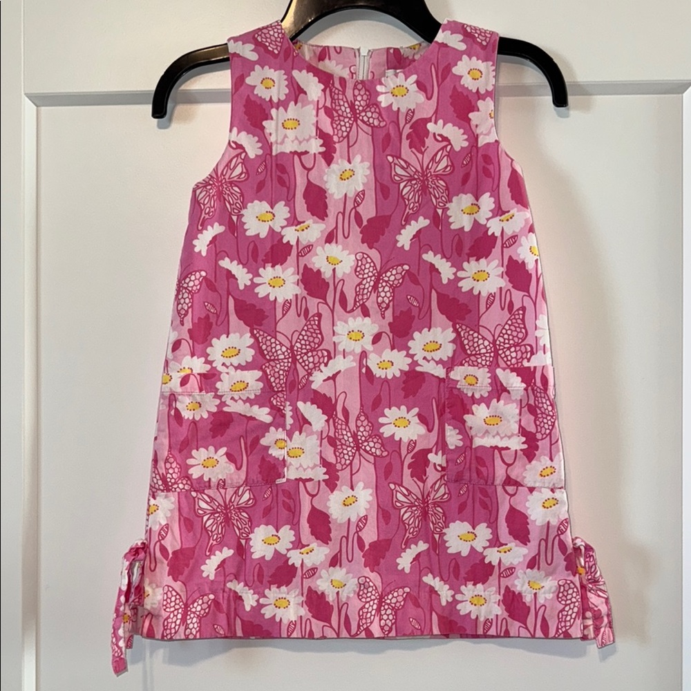 Lilly Pulitzer Vintage White Label Pink 🦋 Butterflies & Daisies Shift Dress, (5)